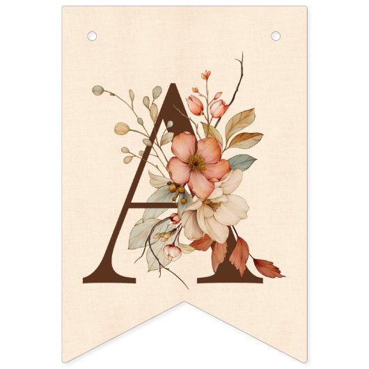 Boho Floral on Textured Ivory Baby Shower Wimpelkette (Zweite Fahne)