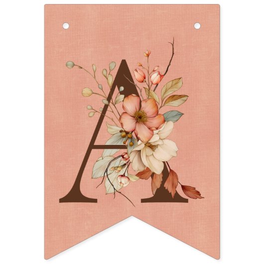 Boho Floral on Textured Pink Baby Shower Wimpelkette (Zweite Fahne)