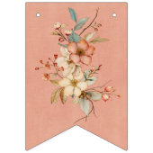 Boho Floral on Textured Pink Baby Shower Wimpelkette (Erste Fahne)