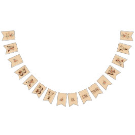 Boho Floral on Textured Tan Baby Shower Wimpelkette