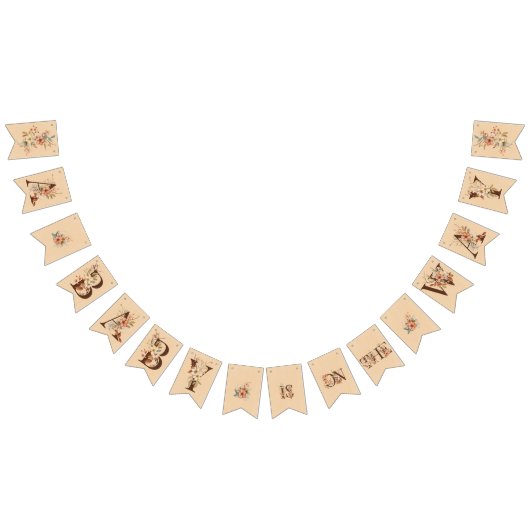 Boho Floral on Textured Tan Baby Shower Wimpelkette (Alle)