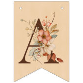 Boho Floral on Textured Tan Baby Shower Wimpelkette (Zweite Fahne)