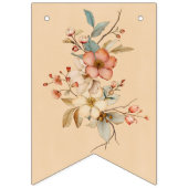 Boho Floral on Textured Tan Baby Shower Wimpelkette (Erste Fahne)