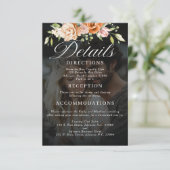 Boho Floral Orange und Blush Pink Wedding Begleitkarte (Stehend Vorderseite)