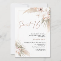 Boho Floral Orchards Pampas Sweet 16 Geburtstag