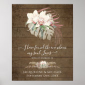 Boho Floral Orchid Pampas Grass Rustikale Hochzeit Poster (Vorne)