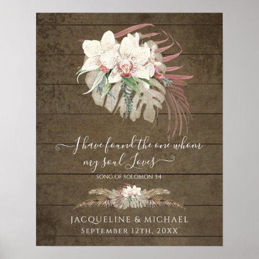 Boho Floral Orchid Pampas Grass Rustikale Hochzeit Poster (Vorne)