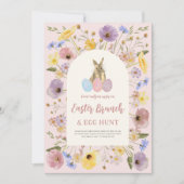 Boho Floral Osterbrunch und Eierjagd Einladung (Vorderseite)