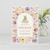 Boho Floral Osterbrunch und Eierjagd Einladung (Stehend Vorderseite)