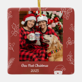 Boho Floral Our First Christmas 2025 Personalized Keramikornament