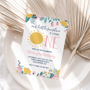 Boho Floral Our Little Sunshine 1. Geburtstagseinl Einladung