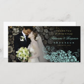 Boho Floral Paisley Wedding Vielen Dank Foto Card Dankeskarte (Vorne/Hinten)