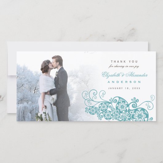 Boho Floral Paisley Wedding Vielen Dank Foto Card Dankeskarte (Vorderseite)