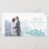 Boho Floral Paisley Wedding Vielen Dank Foto Card Dankeskarte (Vorne/Hinten)