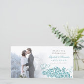 Boho Floral Paisley Wedding Vielen Dank Foto Card Dankeskarte (Stehend Vorderseite)