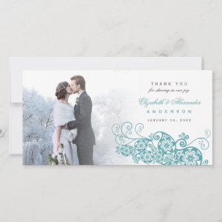 Boho Floral Paisley Wedding Vielen Dank Foto Card Dankeskarte