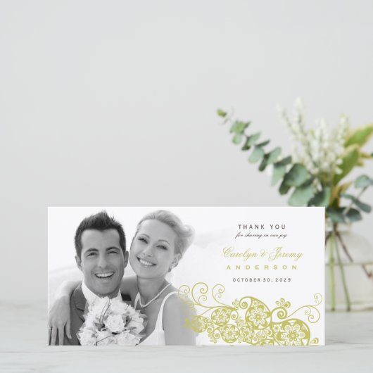 Boho Floral Paisley Wedding Vielen Dank Foto Card Dankeskarte (Stehend Vorderseite)