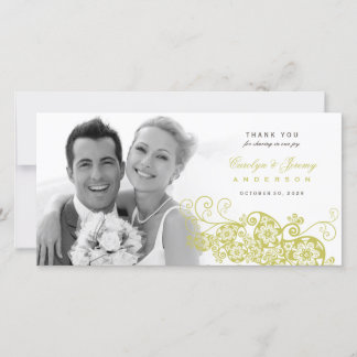 Boho Floral Paisley Wedding Vielen Dank Foto Card Dankeskarte