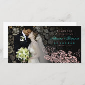 Boho Floral Paisley Wedding Vielen Dank Foto Card Dankeskarte (Vorne/Hinten)
