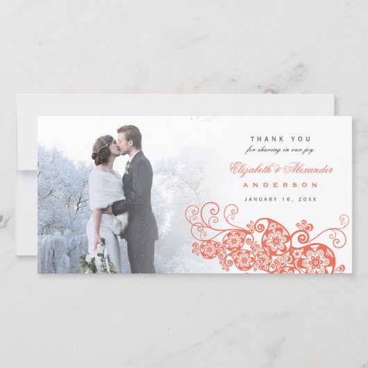 Boho Floral Paisley Wedding Vielen Dank Foto Card Dankeskarte (Vorderseite)