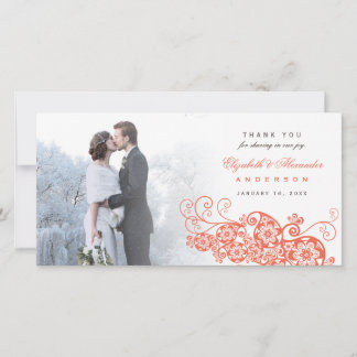 Boho Floral Paisley Wedding Vielen Dank Foto Card Dankeskarte