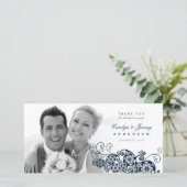 Boho Floral Paisley Wedding Vielen Dank Foto Card Dankeskarte (Stehend Vorderseite)