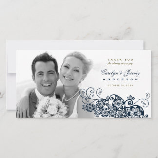Boho Floral Paisley Wedding Vielen Dank Foto Card Dankeskarte