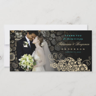 Boho Floral Paisley Wedding Vielen Dank Foto Card Dankeskarte