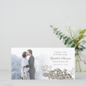 Boho Floral Paisley Wedding Vielen Dank Foto Card Dankeskarte (Stehend Vorderseite)