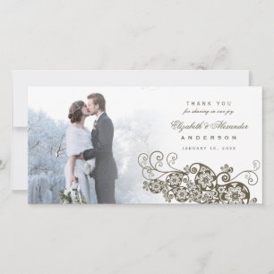 Boho Floral Paisley Wedding Vielen Dank Foto Card Dankeskarte
