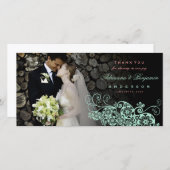 Boho Floral Paisley Wedding Vielen Dank Foto Card Dankeskarte (Vorne/Hinten)