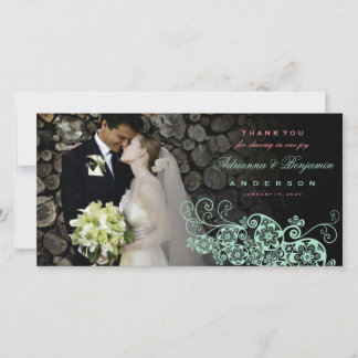 Boho Floral Paisley Wedding Vielen Dank Foto Card Dankeskarte
