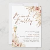 Boho Floral Palm Brunch Bubbly Brautparty Einladung (Vorderseite)