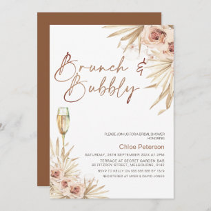 Boho Floral Palm Brunch Bubbly Brautparty Einladung