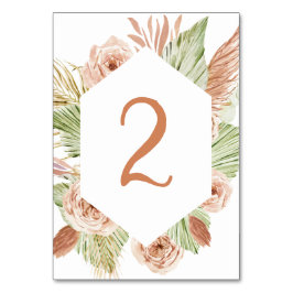 Boho Floral, Palm und Pampas terracotta Hochzeit T Tischnummer
