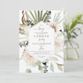 Boho Floral Palmetto Blätter eucalyptus Einladung (Stehend Vorderseite)