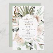 Boho Floral Palmetto Blätter eucalyptus Einladung (Vorne/Hinten)