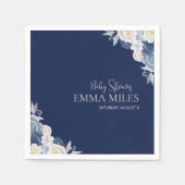 Boho Floral Pampas Blue Baby Dusche Napkins Serviette (Vorderseite)