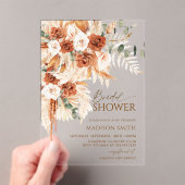 Boho Floral Pampas Brautparty Acryleinladungen (Insitu (Handheld))
