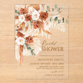 Boho Floral Pampas Brautparty Acryleinladungen (Vorderseite)