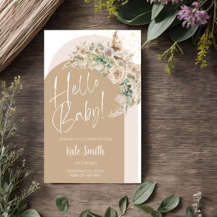 Boho Floral Pampas Geschlecht Enthüllungs-Party Ei Einladung