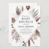 Boho Floral Pampas Grass Baby Brunch Dusche  Einladung (Vorne/Hinten)