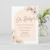 Boho Floral Pampas Grass Baby Shower Einladung (Stehend Vorderseite)