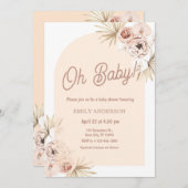 Boho Floral Pampas Grass Baby Shower Einladung (Vorne/Hinten)