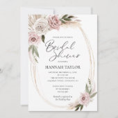 Boho Floral Pampas Grass Brautparty Einladung (Vorderseite)