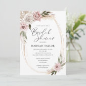 Boho Floral Pampas Grass Brautparty Einladung (Stehend Vorderseite)