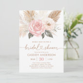 Boho Floral Pampas Grass Brautparty Einladung (Stehend Vorderseite)