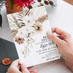 Boho Floral Pampas Grass Brautparty Einladung