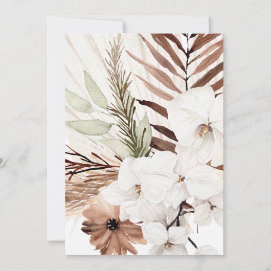 Boho Floral Pampas Grass Brautparty Einladung (Rückseite)