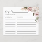 Boho Floral Pampas Grass Brautparty Rezept Karte (Vorderseite)
